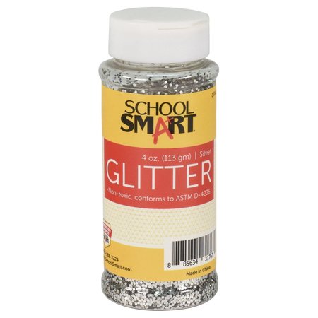 SCHOOL SMART GLITTER-SILVER 4 OZ S2004124